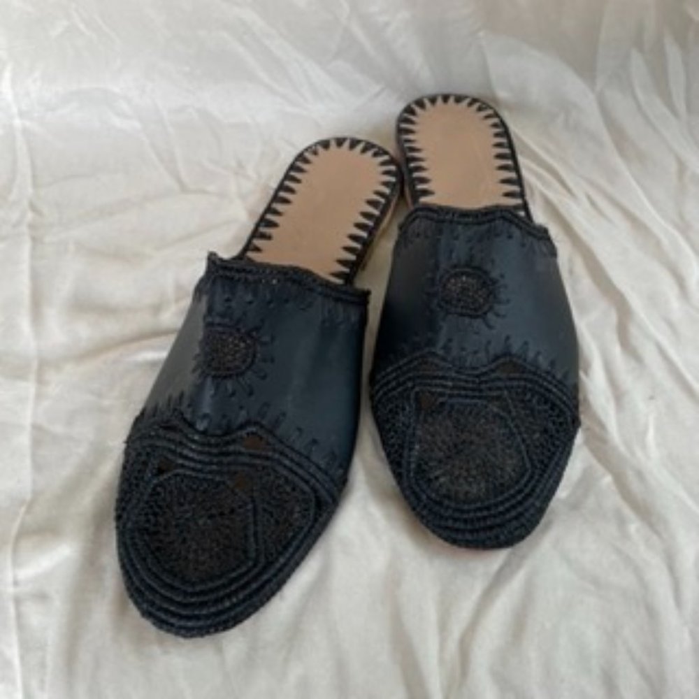 Women's Handmade Moroccan Slip-On Shoes/Flats (Black))